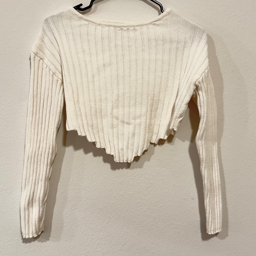Elegant Cream Ribbed Women's Top